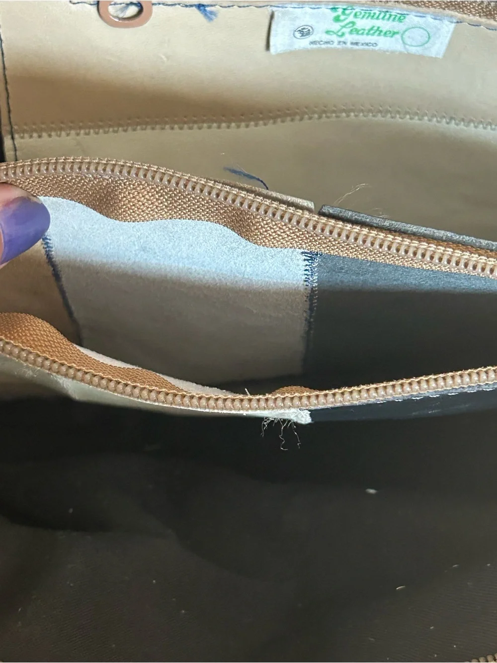 Multi-Color Genuine Leather Mexico Panel Shoulder Bag - Cream, Gray & Burgundy